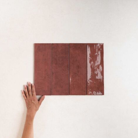 Faïence Effet Zellige Bordeaux CINQUE TERRE Carmine 10x30cm (1,02m²) - Les Carreaux de Jean