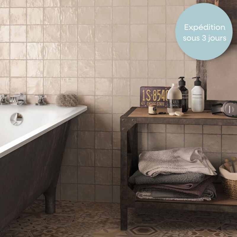 Nais - Faïence Effet Zellige mallorca 10x10 (0,5m2) Cream Mallorca - Les Carreaux de Jean