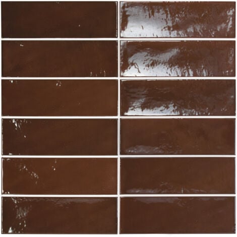 Faïence Effet Zellige Marron VILLAGE 6,5x20 Walnut Brown (0,5m²) - Les Carreaux de Jean