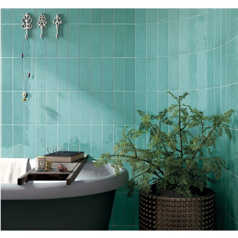 Carrelage mural faience effet zellige VILLAGE 13,2x13,2 cm Vert - Brillant / Poli - boîte de 1 m2 - Gioia Materia