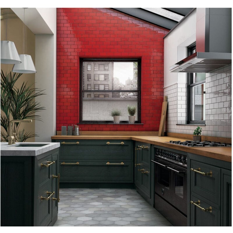 Equipe - Carrelage mural faience effet zellige village 13,2x13,2 cm Rouge - Brillant / Poli - boîte de 1 m2 - Gioia Materia