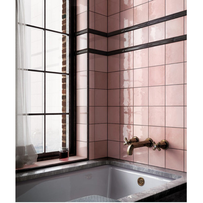 Equipe - Carrelage mural faience effet zellige village 13,2x13,2 cm Rose - Brillant / Poli - boîte de 1 m2 - Gioia Materia