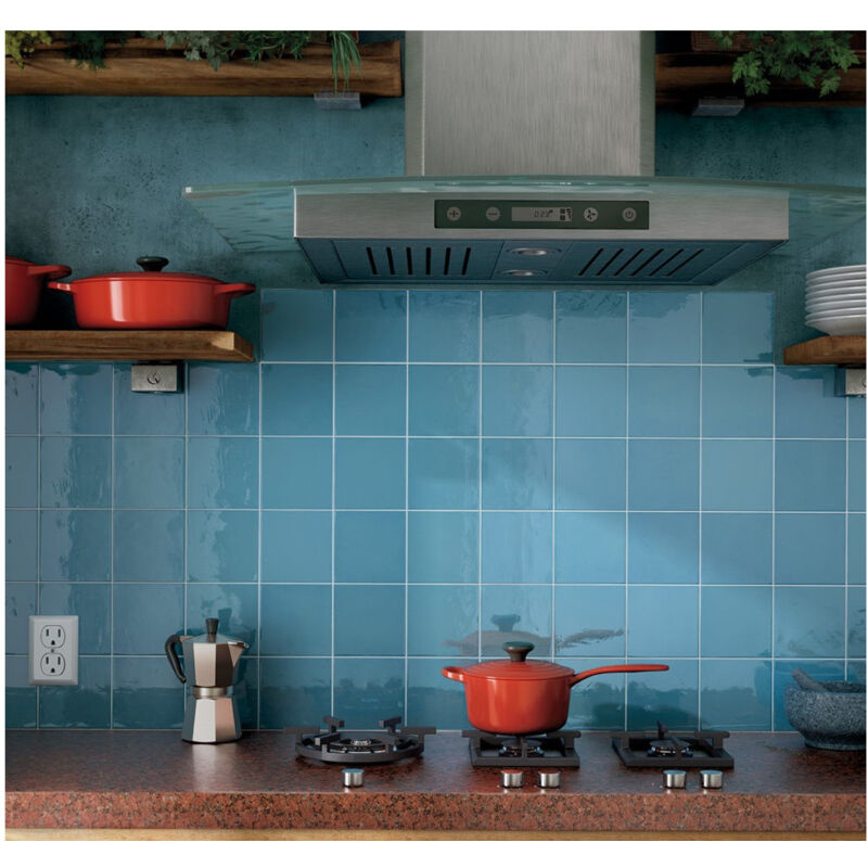 Equipe - Carrelage mural faience effet zellige village 13,2x13,2 cm Bleu Ciel - Brillant / Poli - boîte de 1 m2 - Gioia Materia