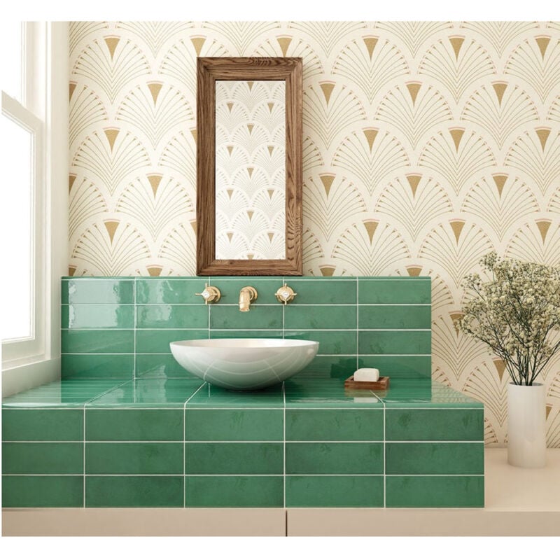 Carrelage mural faience effet zellige VILLAGE 13,2x13,2 cm Vert Foncé - Brillant / Poli - boîte de 1 m2 - Gioia Materia