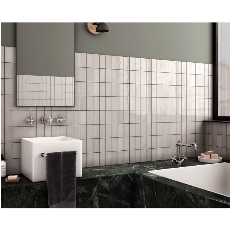 Equipe - Carrelage mural faience effet zellige village 13,2x13,2 cm Gris clair - Brillant / Poli - boîte de 1 m2 - Gioia Materia