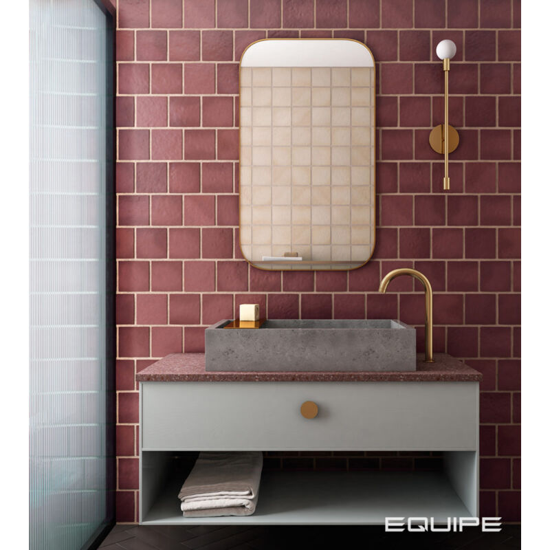 Nais - Carrelage mural faience effet zellige magma 13,2x13,2cm et 20x6,5cm 13,2x13,2 cm Bordeaux - Mat - boîte de 1 m2 - Gioia Materia