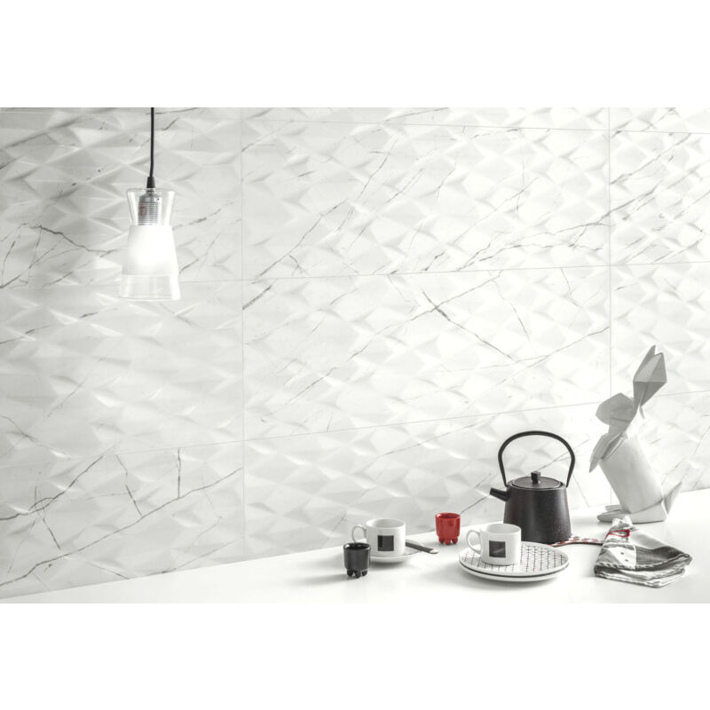 Stone By Stone - Faïence - muse - white - 30x60 prisma - Naturel - (1,46 m²)