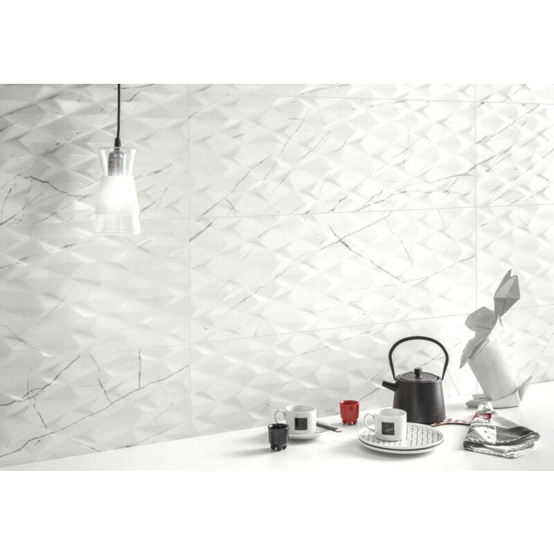 Stone By Stone - Faïence - muse - white - 30x60 prisma Rectifié - Naturel - (1,4 m²)