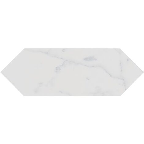 Faience navette crayon blanc marbré brillant 10x30 PICKET CARRARA - 1m²