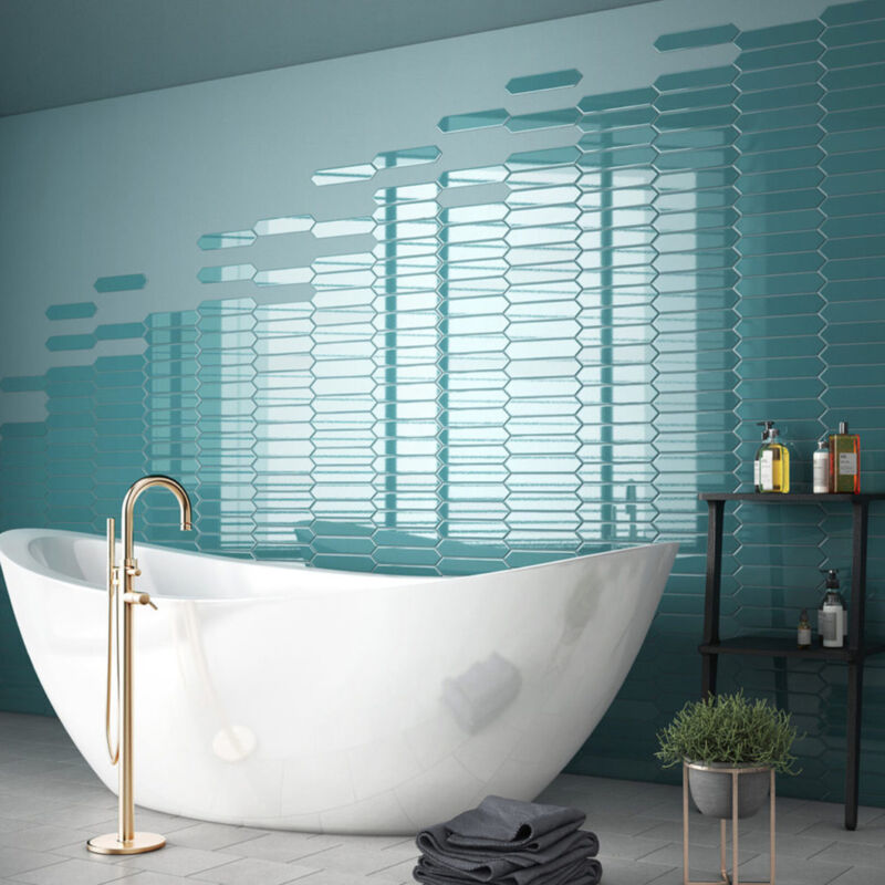 Equipe - Carrelage mural faïence Arrow crayon 25x5cm (13 couleurs) Crayon 25x5 cm Noir - Brillant / Poli - boîte de 0.50 m2 - Gioia Materia