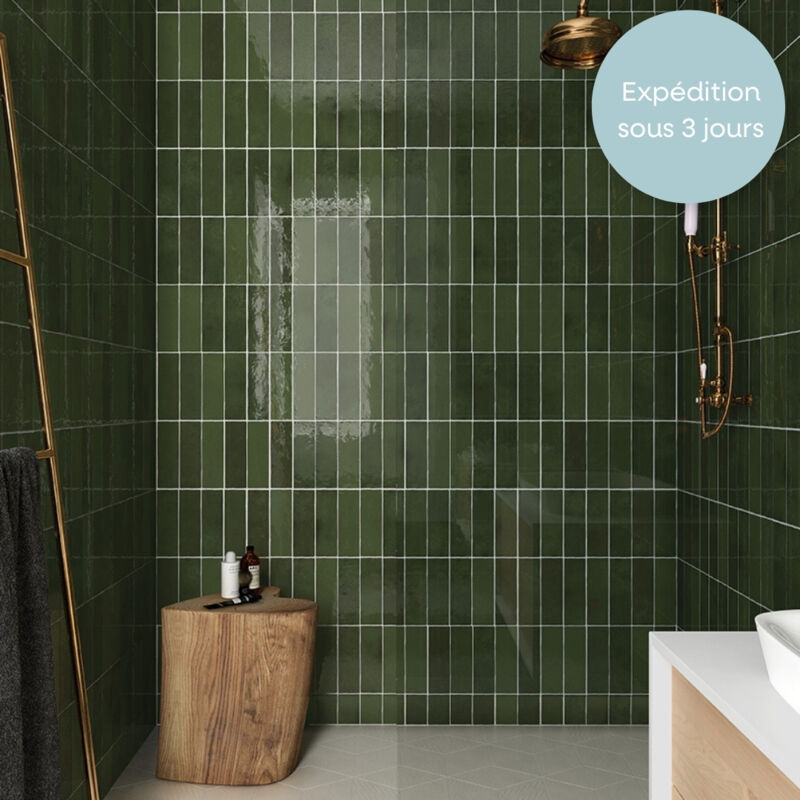 Equipe - Faïence Effet Zellige la riviera 6,5x20 (0,5m2) Botanical Green - Les Carreaux de Jean