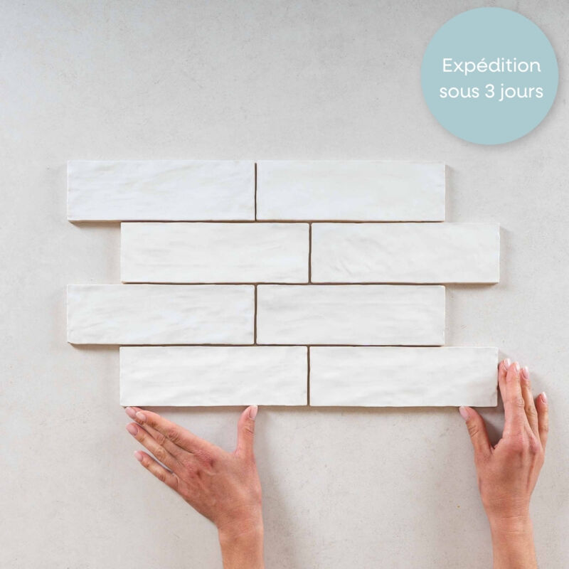 Equipe - Faïence Effet Zellige la riviera 6,5x20 (0,5m2) Blanc - Les Carreaux de Jean