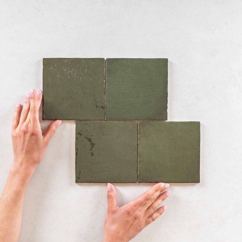 Equipe - Faïence Effet Zellige la riviera 13,2x13,2cm Botanical Green (1m2) - Les Carreaux de Jean