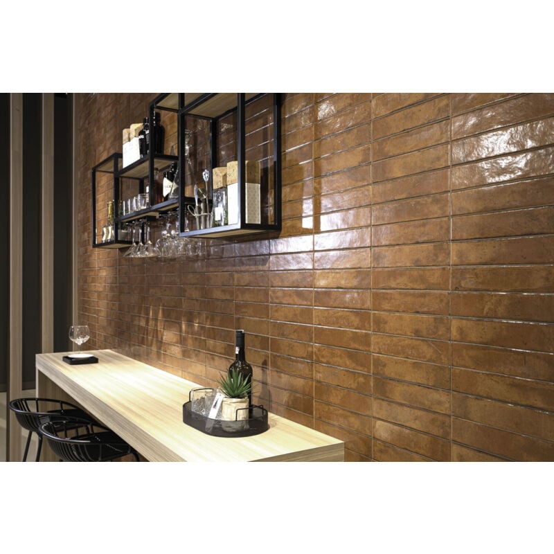 Stone By Stone - Faïence - raku - Terracota - 5,6x26,7 - Brillant - (0,78 m²)