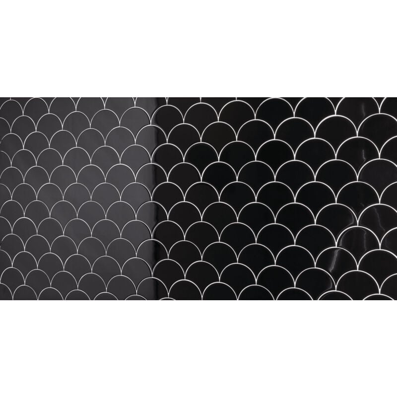 Stone By Stone - Faïence - scales - preto - Brillant - (0,154 m²)