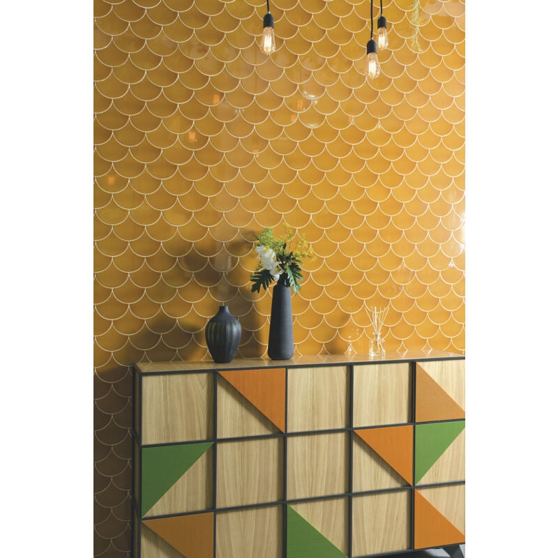 Stone By Stone - Faïence - scales - ambar - Brillant - (0,154 m²)
