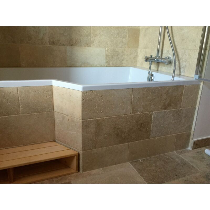 Stone By Stone - Faïence Travertin 1er Choix - Mix Beige - 20,3x40,6x1,2cm - Vieilli - (1 m²)