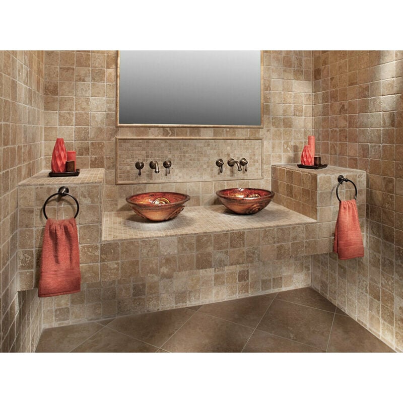 Stone By Stone - Faïence Travertin 1er Choix - Noce - 10x10x1cm - Vieilli - (1 m²)