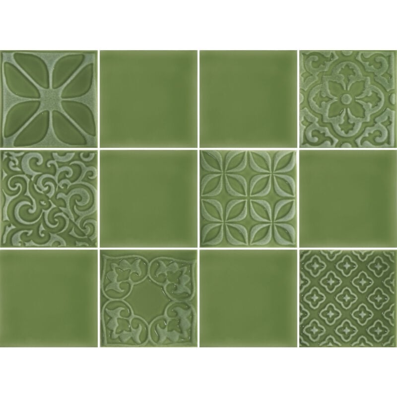 Stone By Stone - Faïence - urban atelier - menta dg - Decor 10x10 - Brillant - (0,25 m²)