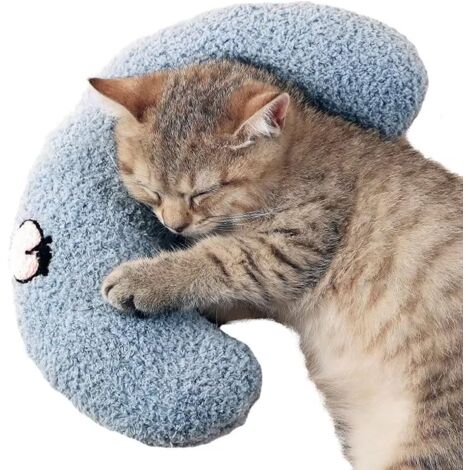 Fair Little Pillow for Cats, Ultra Soft Fluffy Pet Calming Toy Half Donut Cuddler for Joint Relief Sleeping Improve Machine Washable