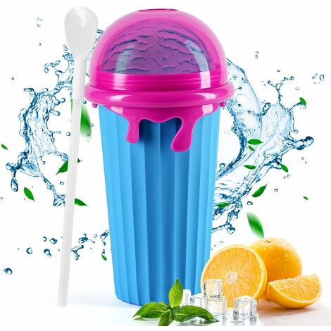 Faire des tasses, grande capacité, Magic Quick Frozen smoothie tasse, tasse de refroidissement, double couche Extrusion Soft Mud faire des tasses, cadeau de bonheur pour les enfants 1pc (bleu, 500ml)