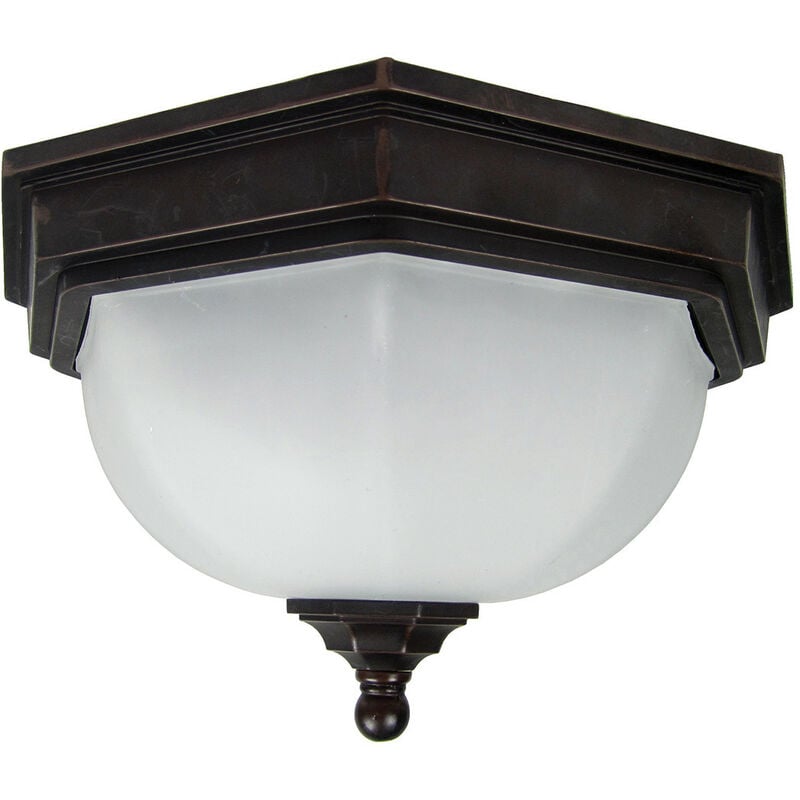 Fairford - 2 Light Bathroom Flush Ceiling Lantern Bronze IP44, E27 - Elstead