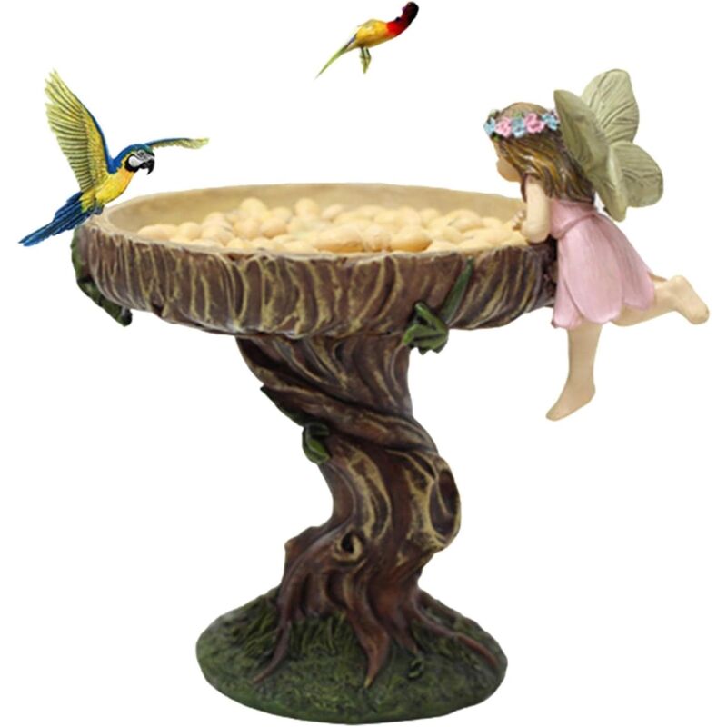 Ahlsen Fairy Bowl Bird Bath Feeder - Garden Bird Feeder, Freestanding Bird Feeder, Watering Tray for Wild Birds