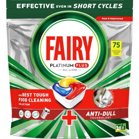 Fairy Platinum Plus All In One Anti-Schleier Spülmaschinentabs, Zitrone, 75 Tabs