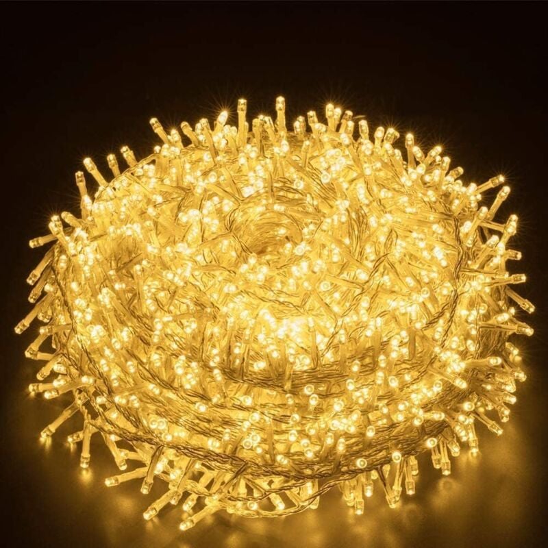 Fairy String Light,100M 1000 led Guirlandes D'arbre de Noël avec 8 Mode D'éclairage pour le Jardin de Partie D'arbre de Noël (Warm White) Ikodm
