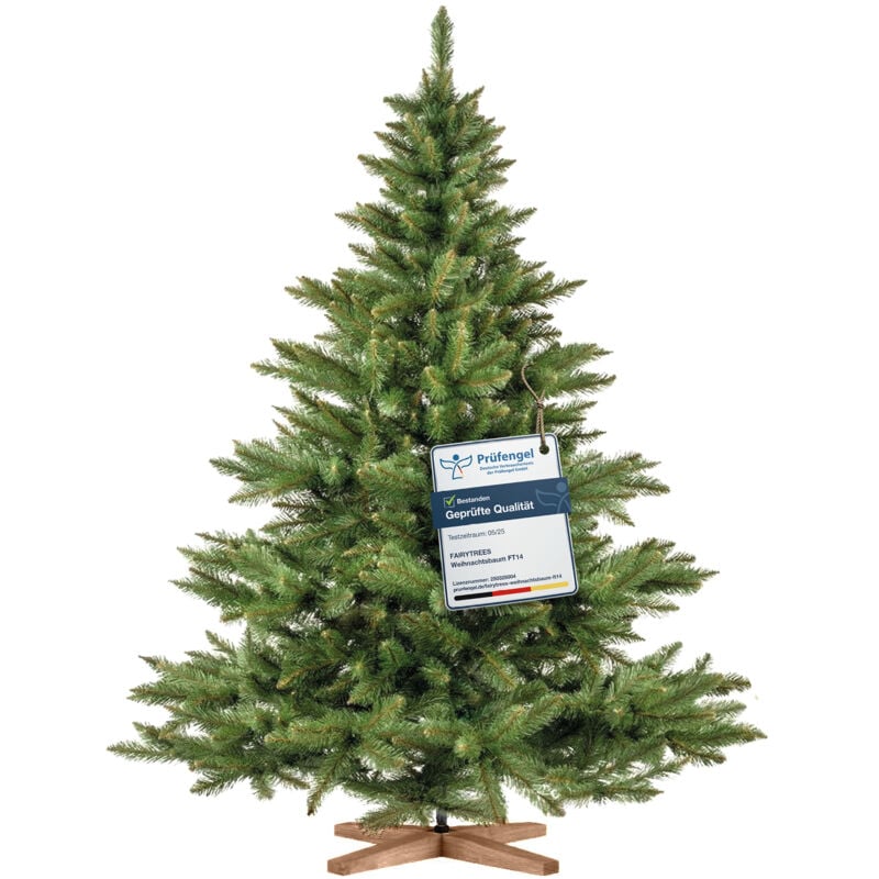 Sapin de Noël Artificiel 180cm nordmann Arbre de Noël avec Support en Bois Sapin avec Tronc Vert Made in eu - Fairytrees