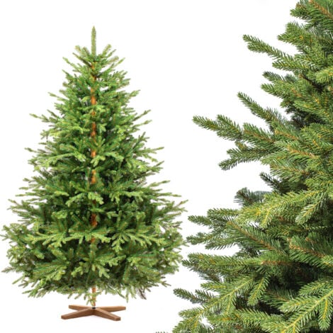 FAIRYTREES Weihnachtsbaum künstlich 180 cm ALPENTANNE Premium mit Christbaum Holzständer Tannenbaum künstlich mit Naturgetreue Spritzguss Elemente Made in EU