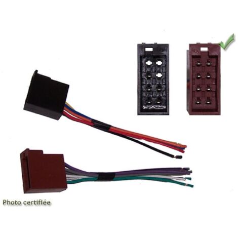Faisceau autoradio ISO FEMELLE - Fils nus 4HP et alim en 2 prises