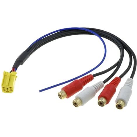 Faisceau autoradio mini ISO jaune vers RCA Ampli - rajouter 1 ampli sur 1 poste origine
