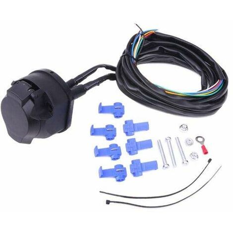 Faisceau d'alimentation 7 broches pour attelage avec câble 1,5m Remorque Porte-vélo Signalisation Sécurité Connecteur Electrique Prise Accouplement