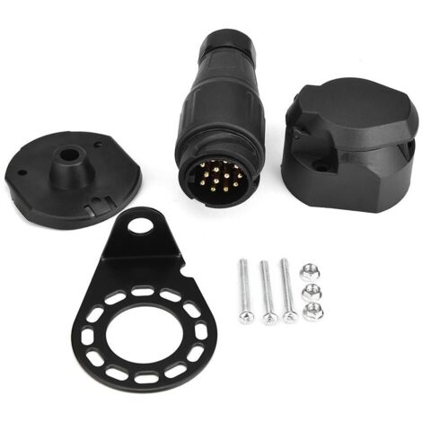 Faisceau Remorque 13 Broches, Noir Adapteur Prise Remorque Attelage 13 Broches pour Remorque de Voiture pour Caravane Camion RV Tracteur Voiture 12V Universel