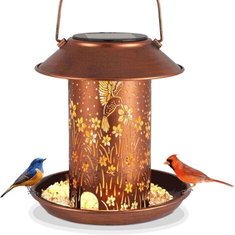 Faisseur d'oiseaux en plein air, lanterne solaire à colibris, étanche extérieure, décoration de jardin suspendue, adaptée à la cour en plein air, terrasse, pelouse