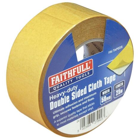 Faithfull 01345025TB Heavy-Duty Double-Sided Tape 50mm x 25m FAITAPEDS