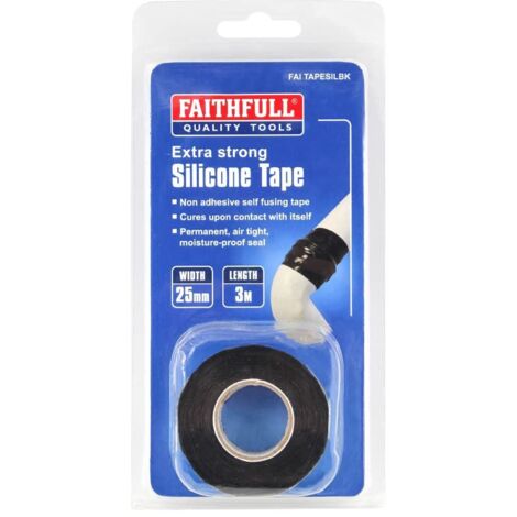 Faithfull 0822253BKCLM-TB Silicone Tape 25mm x 3m Black FAITAPESILBK