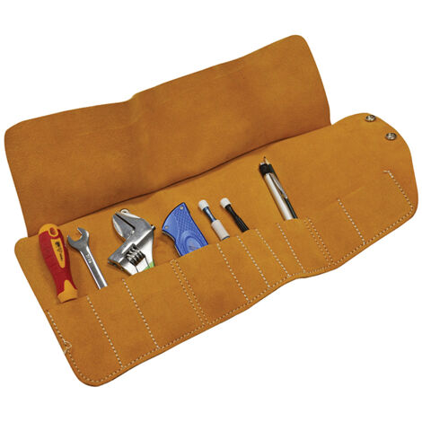 Faithfull 10 Pocket Leather Tool Roll 48 x 27cm FAILTR10