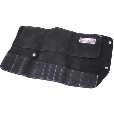 Faithfull 10-Pocket Leather Tool Roll (Model FAILTR10B) for Secure and Organized Tool Storage