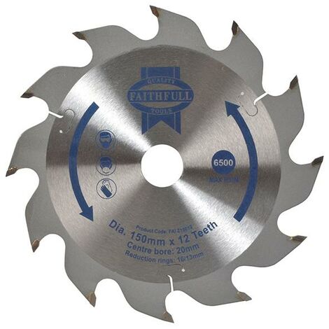 Faithfull 150mm x 20mm x 12-Tooth TCT Circular Saw Blade for Fast Rip Cutting
