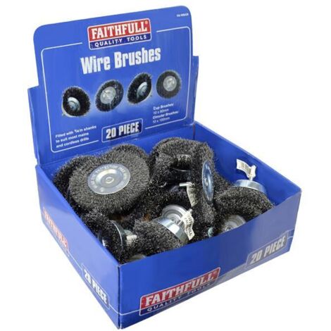 Faithfull 20-Piece Wire Brush Assortment Set (Model: FAIWBA20) for Cleaning and Surface Preparation