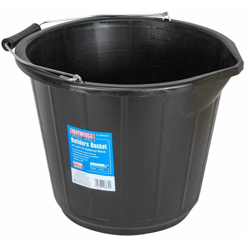 3 Gallon 14 Litre Bucket - Black FAI3GBUCKET