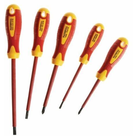 Faithfull 5-Piece VDE Soft Grip Screwdriver Set with Slotted and Phillips Tips