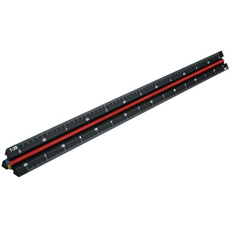 Faithfull 78L030 Prestige Tri-Scale Engineer Rule Black Aluminium 300mm FAIRULETECNC