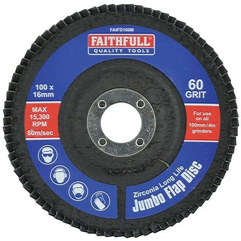 Faithfull Abrasive Jumbo Flap Disc 100mm Medium FAIFD100M