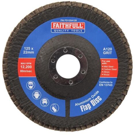 Faithfull Aluminium Oxide Flap Disc 125 x 22mm 120 Grit FAIFD125A120