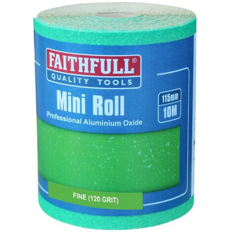 Faithfull AR10120G - Rotolo di carta abrasiva in ossido di alluminio, 115 mm x 10 m, 120 g, colore: Verde