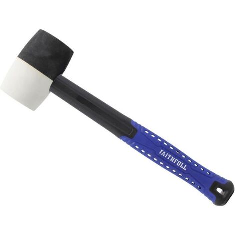 Faithfull Black & White Fibreglass Rubber Mallet Hammer 16oz FAIRMBWF16