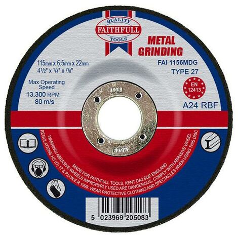 Faithfull Depressed Centre Metal Grinding Disc 115 x 6.5 x 22.23mm FAI1156MDG